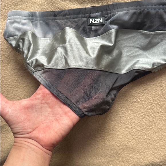 N2N gray and black Mesh Swim Brief - Picture 4 of 4